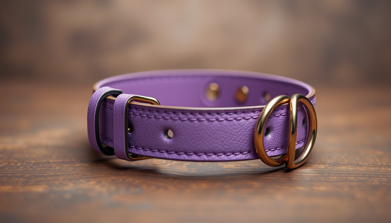 Lilac Leather Dog Collar